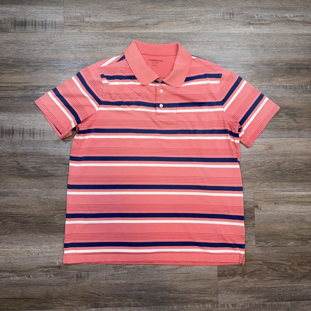 Croft & Barrow Shirt Mens Large Short Sleeve Polo w/ Quilted Left Panel
